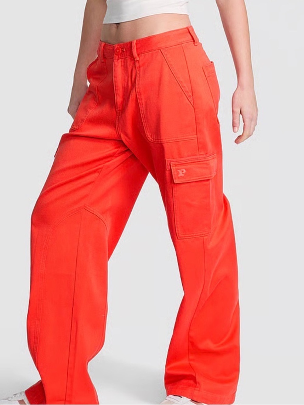 Pink by Victoria’s Secret Orange Cargo Pants with Side Pockets NWT